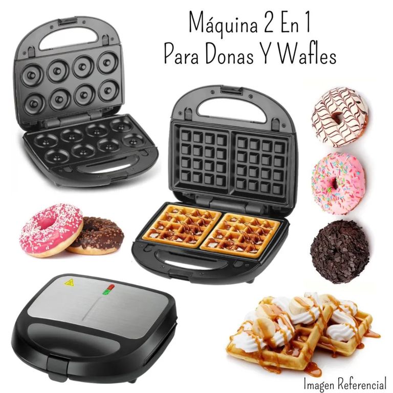 Maquina Para Hornear Donas Y Waffles 2 En 1 RAF 850watts