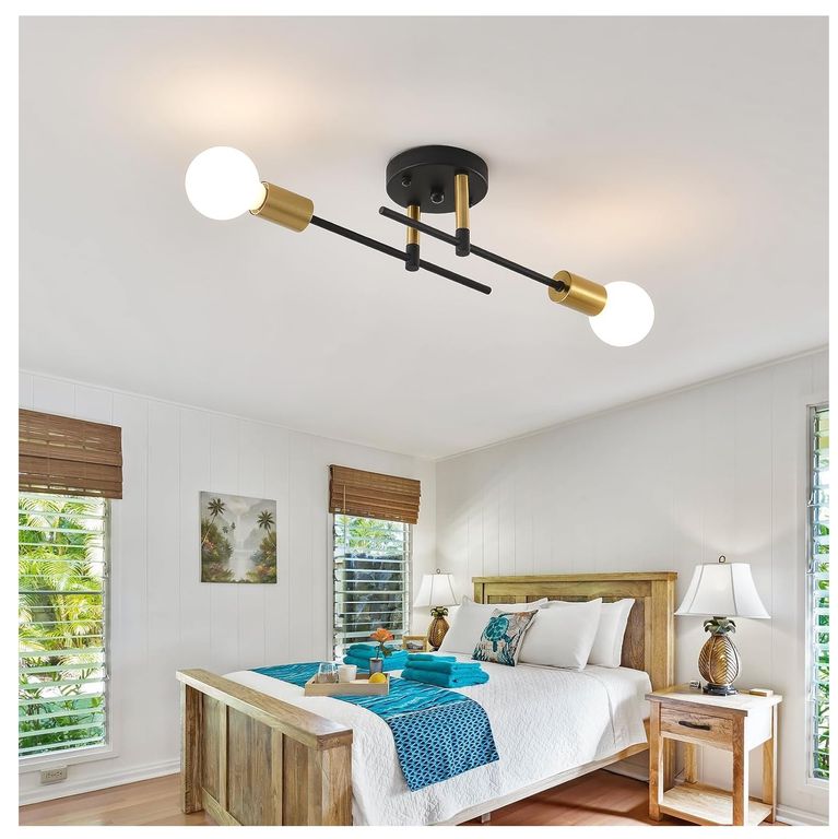 Lámpara de techo moderna de decoración de 2 luces sin focos