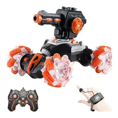 GENERICO - Tanque Carro 2 en 1 Naranja Lanzador de Bolitas Con Doble Control