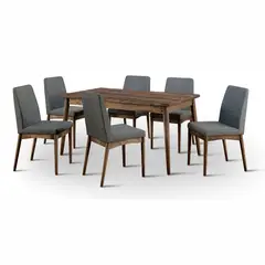 STIL NOVO - JUEGO DE COMEDOR 6 SILLAS PAULINA PLOMO OSCURO