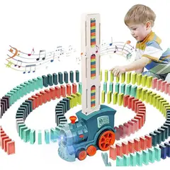 OVOTOUMI - Set 60 Juego Para Niños Tren Dominó Usher Vehículos