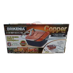 CASA BELLA - Sartén Copper Brinkenia Cobre Titanio Antiadherente cuadrado Dorado