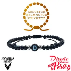 JOYERIA FENIX - Pulsera Letra Inicial - Negro