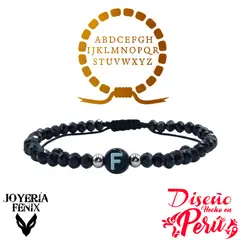 JOYERIA FENIX - Pulsera Letra Inicial - Negro