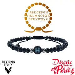 JOYERIA FENIX - Pulsera Letra Inicial - Negro