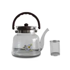 VALESKA - Tetera de Vidrio Pírex Original con Filtro 3 litros