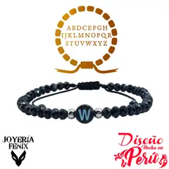 JOYERIA FENIX - Pulsera Letra Inicial - Negro