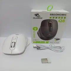 SEISA - Mouse Recargable Inalambrico Ergonomico Silencioso yelandar Q8 blanco