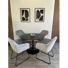 GENERICO - Juego de comedor Mesa Tulip con tablero de MDF con enchape tipo mármol negro y 4 sillas Verona