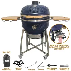 HIGRILL - Kamado 26 Pulgadas Azul PREMIUM Con Cenicero Y Herramientas