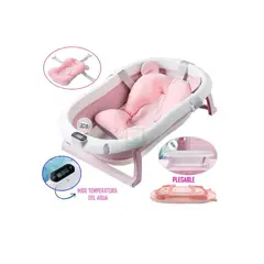 DOUX BEBE - Bañera Plegable con Termómetro para Bebés «TERMO» Pink