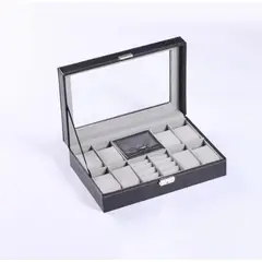 GENERICO - Caja Porta Reloj Organizador de Joyas Anillos Collares de Cuero PU