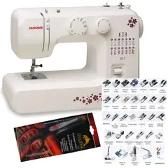 JANOME - Máquina De Coser Recta 311 + 32 Pies Y Tijera Costura