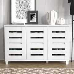 R&R MUEBLES - Zapatera Moderna Ruri 3 Puertas Blanco