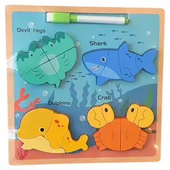 GENERICO - Rompecabezas de Madera de Animales del Océano 4