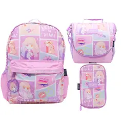 HARRY POTTER - Mochila Oficio + Lonchera + Cartuchera Rosada