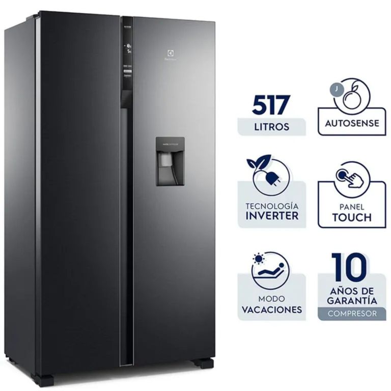 Refrigerador Side by Side ERSA53K2HVB INVERTER 514 litros black