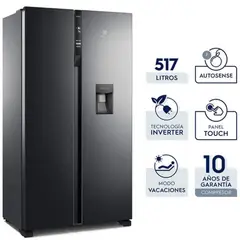 ELECTROLUX - Refrigerador Side by Side ERSA53K2HVB INVERTER 514 litros black