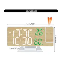 GENERICO - Reloj Digital Proyector Despertador de Hora Alarma Pantalla de Madera
