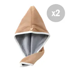 GENERICO - Pack x 2 Toallas microfibra absorbente para cabello - Beige