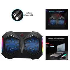SEISA - Cooler Laptop Gamer Doble Ventilador Soporte Notebook Gamer RGB