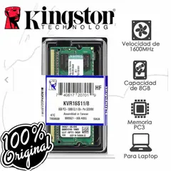 KINGSTON - Memoria Ram Ddr3 PC3 8gb Laptop 1600mhz