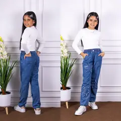 DANUS - Pantalón forro jogger denim -niña