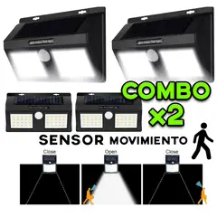 GENERICO - Combo Luz Foco Lampara Led Solar Doble Panel Reflector con Sensor