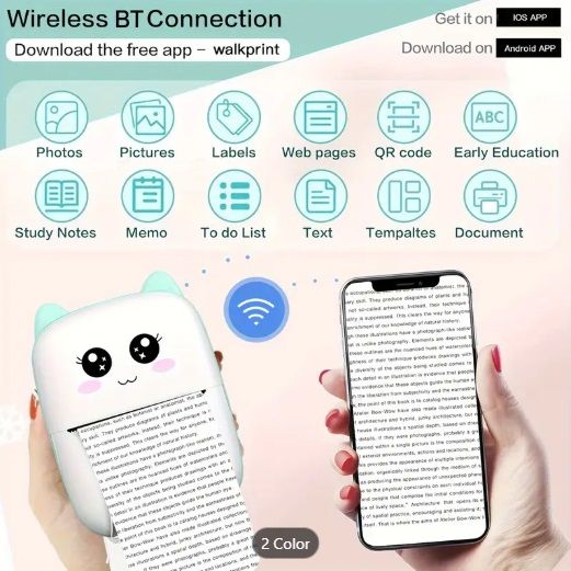 Mini Impresora Térmica Gatita Bluetooth 5 ROLLOS
