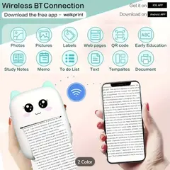 GENERICO - Mini Impresora Térmica Gatita Bluetooth 5 ROLLOS