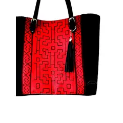 LLUMP'AQ - Cartera de tela agamuzada con tela Shipibo-Konibo Marca Llumpaq-beWorthy