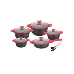 VALESKA - Juego de ollas de roca volcánica negro x 12 piezas marca