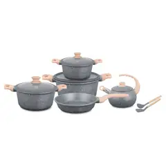 VALESKA - Juego de Ollas de Roca Volcánica VL-ROCK9TS Gris
