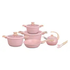 VALESKA - Juego de Ollas de Roca Volcánica VL-ROCK9TS Rosa