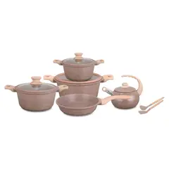 VALESKA - Juego de Ollas de Roca Volcánica VL-ROCK9TS Marrón