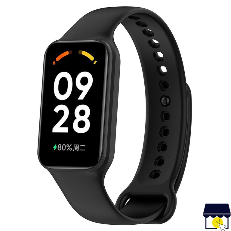Correa de silicona para Xiaomi Redmi Band 2 / Band 8 Active + Mica - Negro