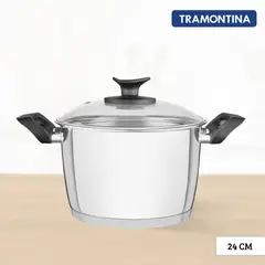 TRAMONTINA - Olla Profesional Allegra Baja 24 Cm -Tapa de Vidrio