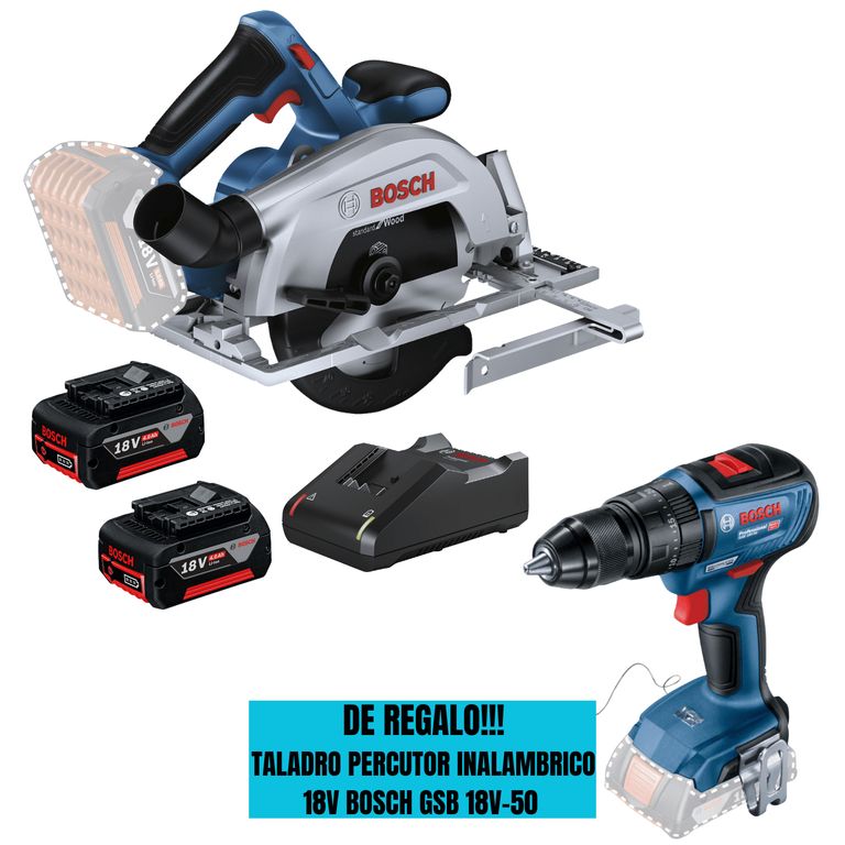 Sierra Circular GKS 185-LI +Taladro percutor GSB 18V-50 +Kit Bat