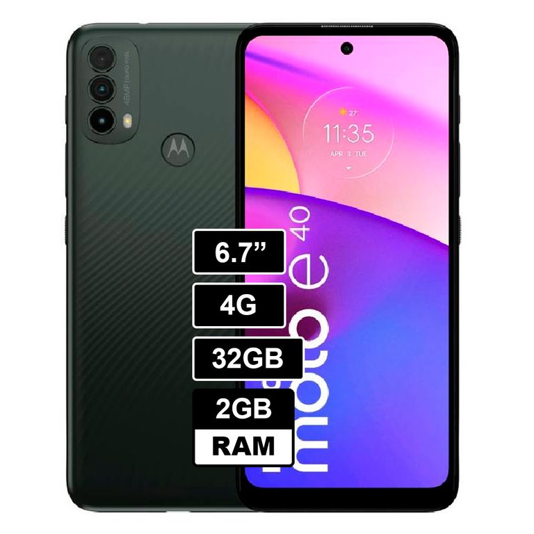 Celular Moto E40 64GB 4GB RAM Gris Acero