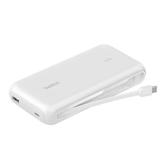 POWER BANK 20K CON CABLE INTEGRADO BOOSTCHARGE COLOR BLANCO 30W