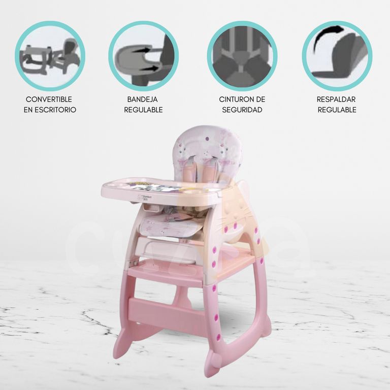 Silla de Comer Escritorio 3 en 1 «MICHO» Pink