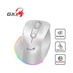 GENIUS - Mouse ERGO 9000S PRO Inalámbrico Pro Dual Recargable RGB Pearl White
