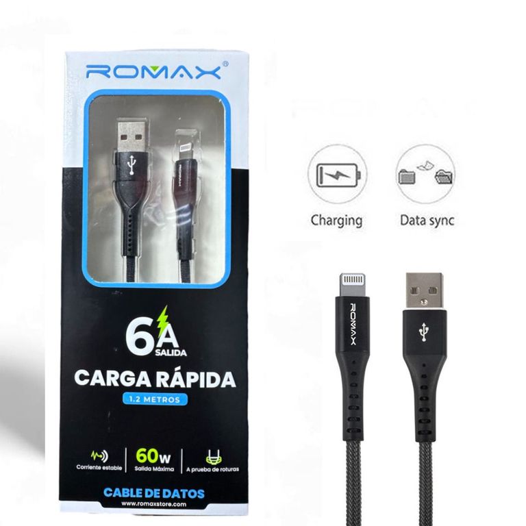 Cable Cargador tipo USB a Iphone Carga rápida 1.2 M