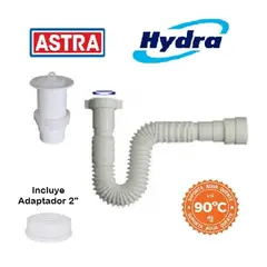 HYDRA - TRAMPA CORRUGADA +DESAGUE UNIVERSAL 1.1/4" CORTO HYDRA-HECHO EN BRASIL