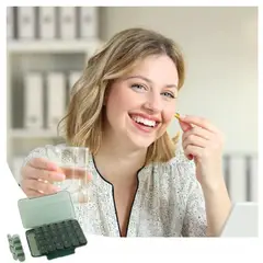 GENERICO - Organizador de Pastillas Pastillero con 21 compartimientos Marrón