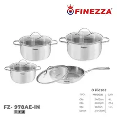 FINEZZA - Juego De Ollas De ACERO INOXIDABLE 8 PZS FZ-978AE-IN