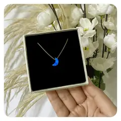 GENERICO - Collar Mujer Luna Azul Joya Regalo Plata Enchapada Oro 18k