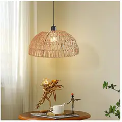 GENERICO - Lámpara colgante de cuerda de cáñamo bohemio tejido a mano