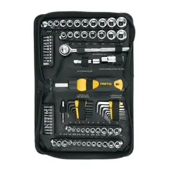 PRETUL - Juego de 83 herramientas 1/4" y 3/8" para mecánico,