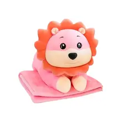 GENERICO - PELUCHE 3 EN 1 LEON ROSADO CON MANTA GRANDE